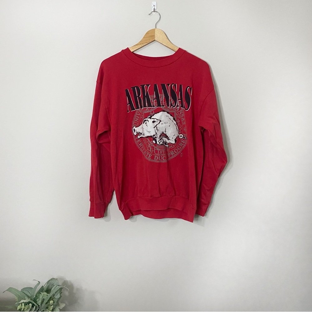 Vintage Red Arkansas Razorbacks Crewneck Sweatshirt